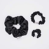 Zwarte Zijden Scrunchies Voordeelbundel (3 stuks)