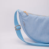 Crossbodytas van ribfluweel, lichtblauw