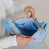 Crossbodytas van ribfluweel, lichtblauw